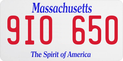 MA license plate 9IO650