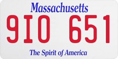 MA license plate 9IO651