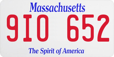 MA license plate 9IO652
