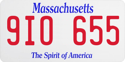 MA license plate 9IO655