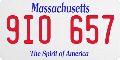 MA license plate 9IO657