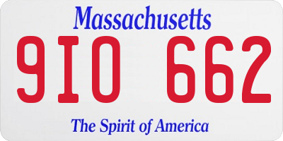 MA license plate 9IO662