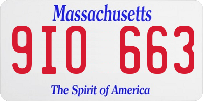 MA license plate 9IO663