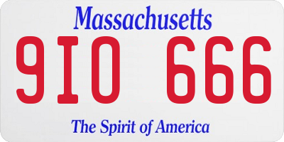 MA license plate 9IO666
