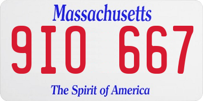 MA license plate 9IO667