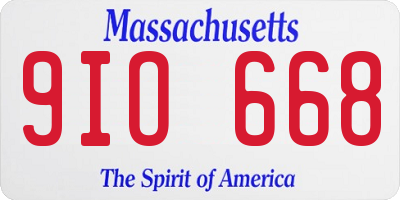 MA license plate 9IO668
