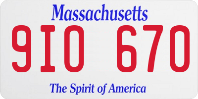 MA license plate 9IO670