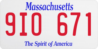 MA license plate 9IO671