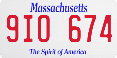 MA license plate 9IO674