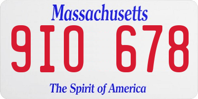 MA license plate 9IO678