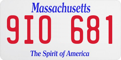 MA license plate 9IO681