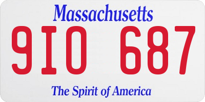 MA license plate 9IO687