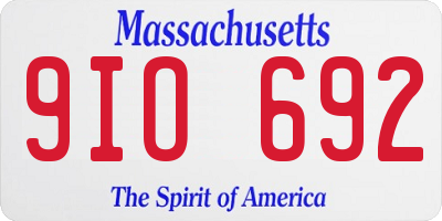 MA license plate 9IO692