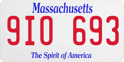 MA license plate 9IO693