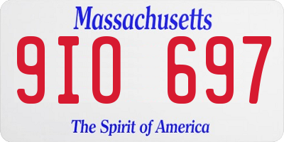 MA license plate 9IO697