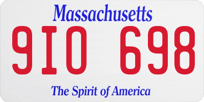 MA license plate 9IO698
