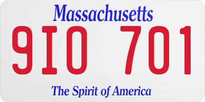 MA license plate 9IO701