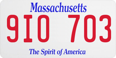 MA license plate 9IO703