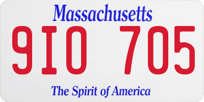 MA license plate 9IO705