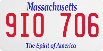 MA license plate 9IO706