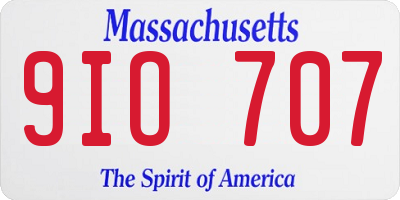 MA license plate 9IO707