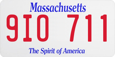 MA license plate 9IO711