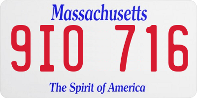 MA license plate 9IO716