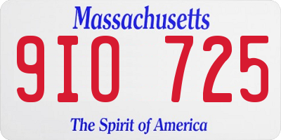 MA license plate 9IO725