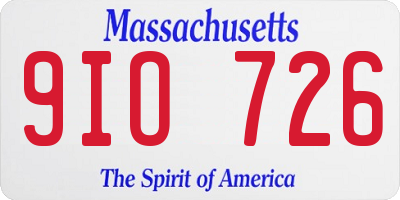 MA license plate 9IO726