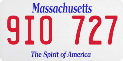 MA license plate 9IO727