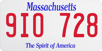 MA license plate 9IO728