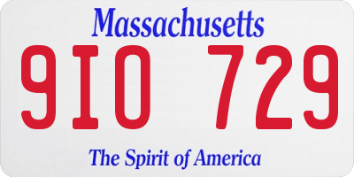 MA license plate 9IO729