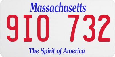MA license plate 9IO732