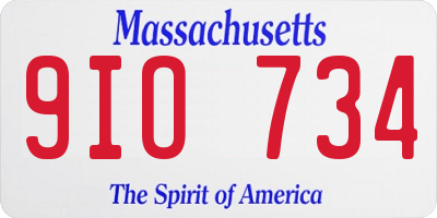 MA license plate 9IO734