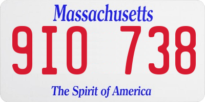 MA license plate 9IO738