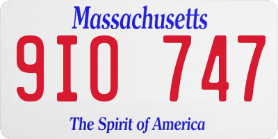 MA license plate 9IO747