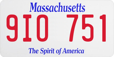 MA license plate 9IO751