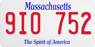 MA license plate 9IO752