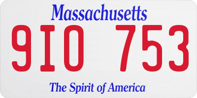 MA license plate 9IO753