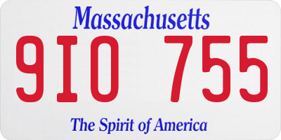 MA license plate 9IO755