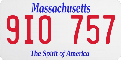 MA license plate 9IO757
