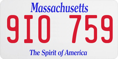 MA license plate 9IO759
