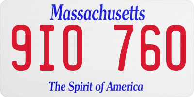 MA license plate 9IO760