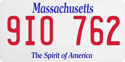 MA license plate 9IO762