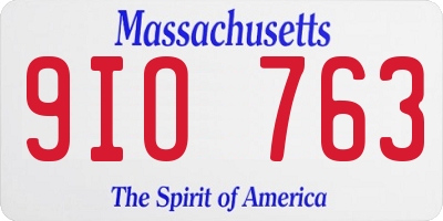 MA license plate 9IO763