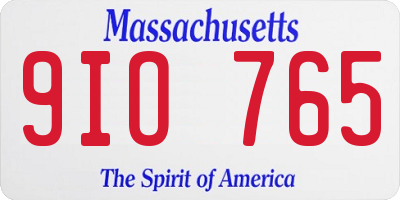 MA license plate 9IO765