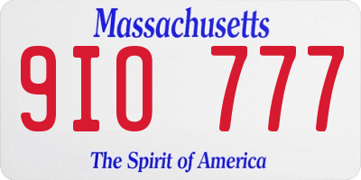 MA license plate 9IO777