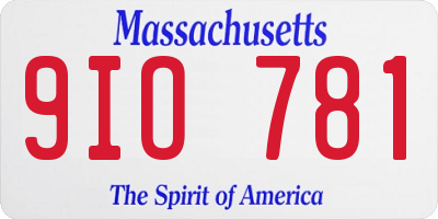 MA license plate 9IO781