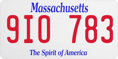 MA license plate 9IO783