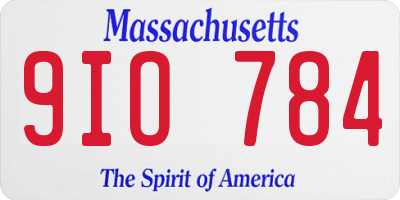 MA license plate 9IO784